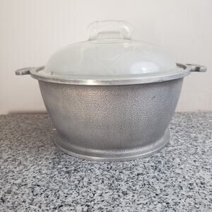 Vtg Guardian Service Aluminum Cookware Round Roaster Pot w Glass Lid READ